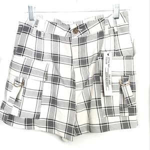 White Plaid Short